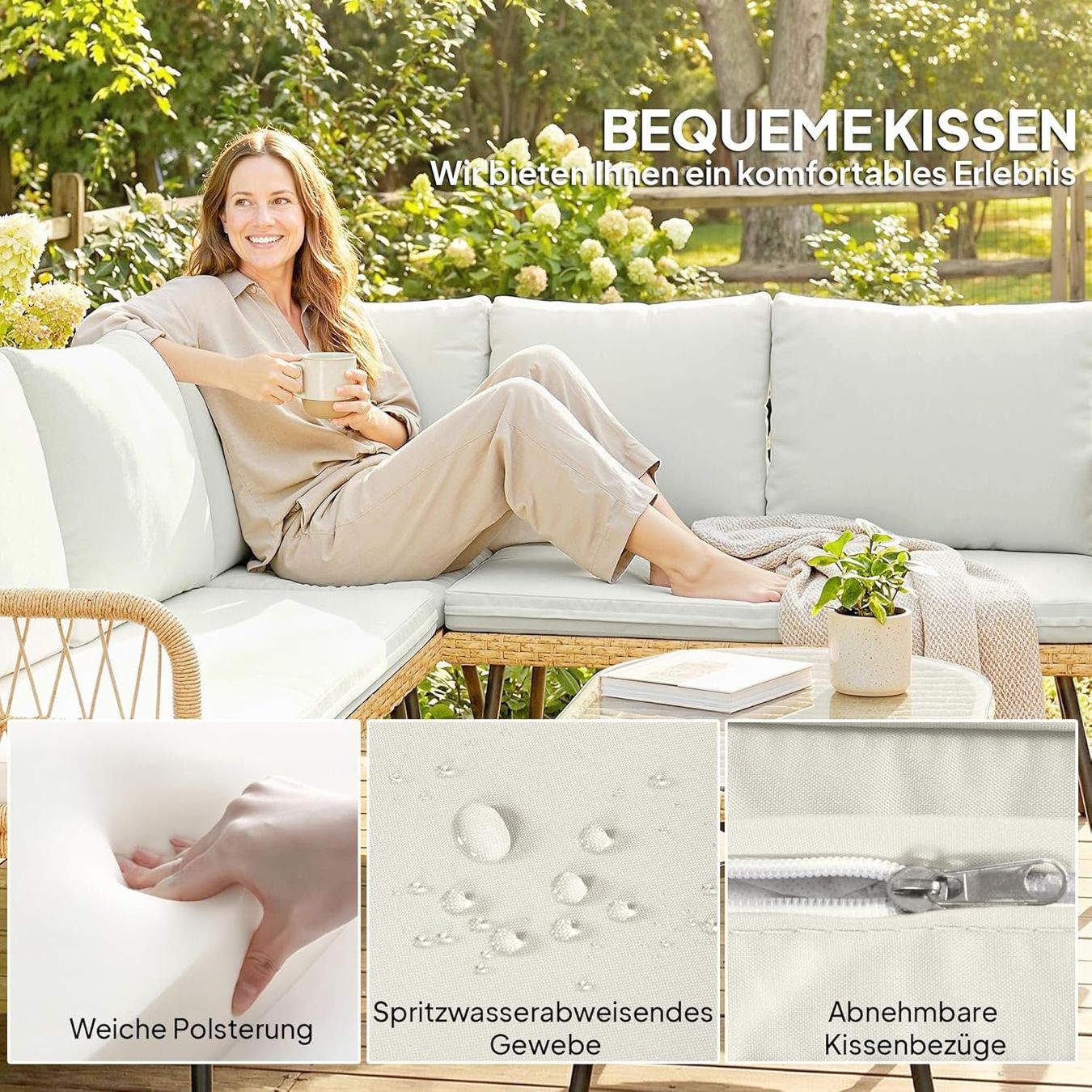 Set di tavolo e panche: Polyrattan Gartenmöbel Set 4-teilig – Nuovo e nell'imballaggio originale da Gränichen venduto da omniadeals 4