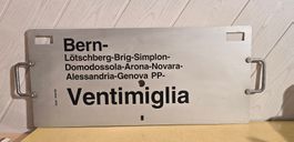 SBB - " BERN - VENTIMIGLIA " - Zugtafel - Blech - 80 x 32 cm