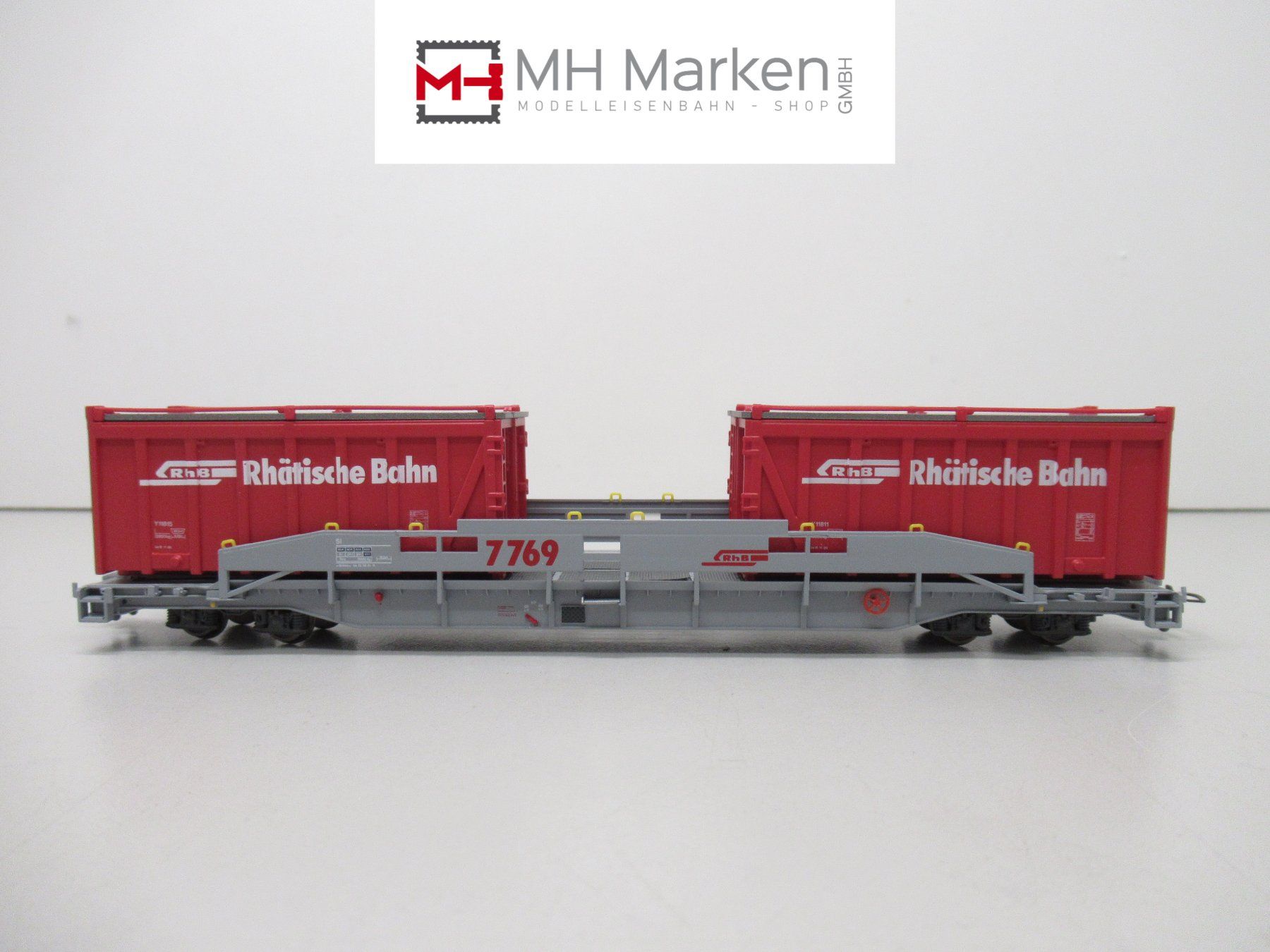 Bemo 2290 129 ACTS Tragwagen 7769 mit Containern RhB DC H0m (Gebraucht ...