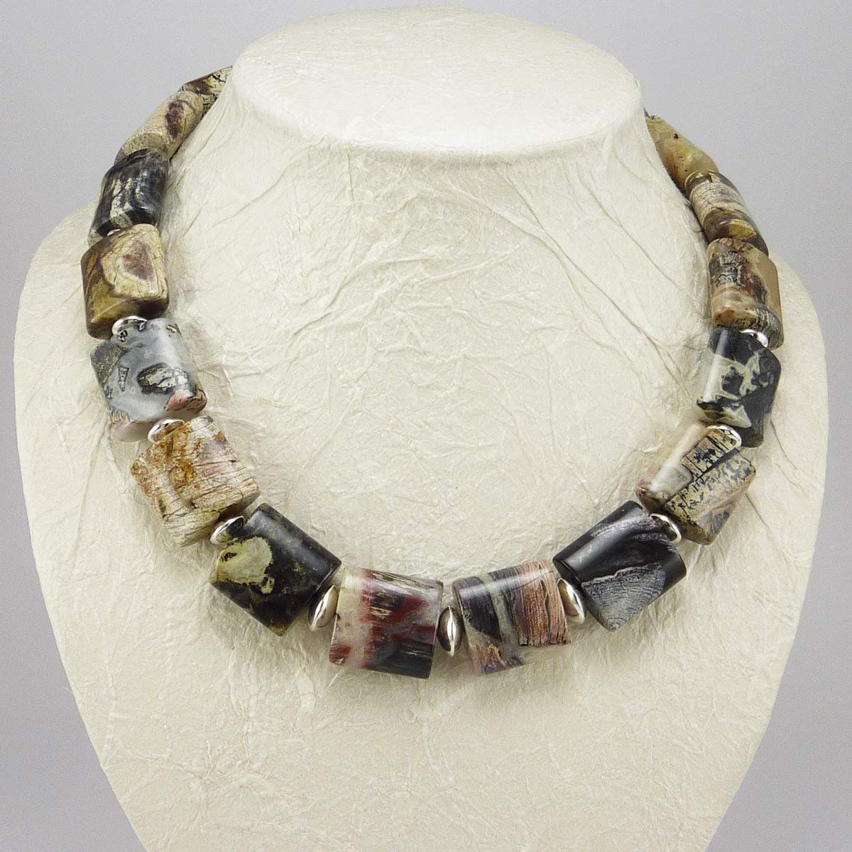 Catenine: Jaspis Halskette mit flachen Elementen – Nuovo e nell'imballaggio originale da Meilen venduto da Byrd-bijoux