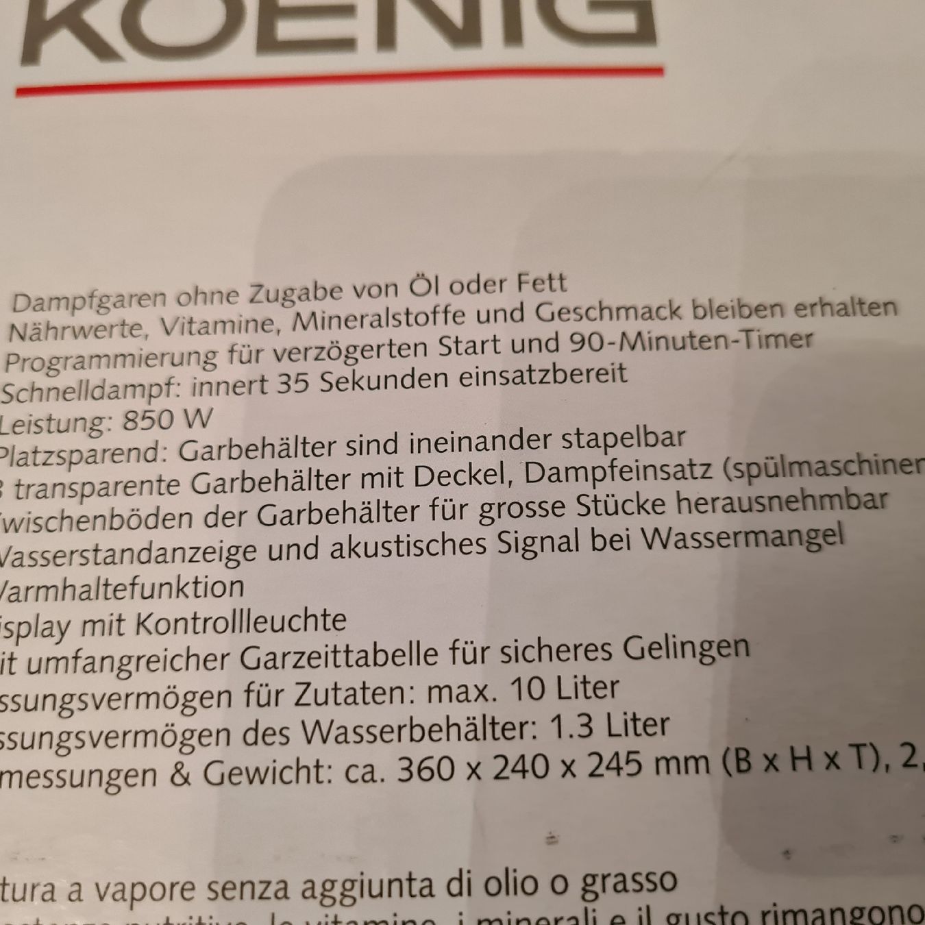 Appareils de cuisine: König Steamer mit Digitalanzeige – D'occasion à Steinen par turbogeiss99 1
