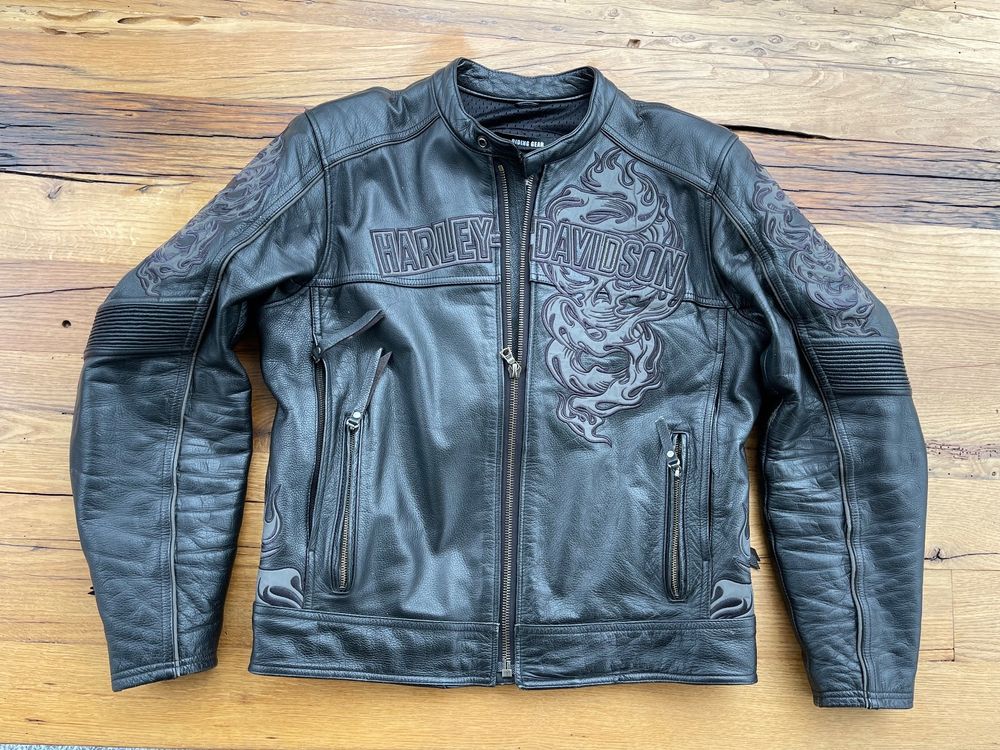 MC Classic Herren Motorrad Bikerjacke Schwarz Echtleder