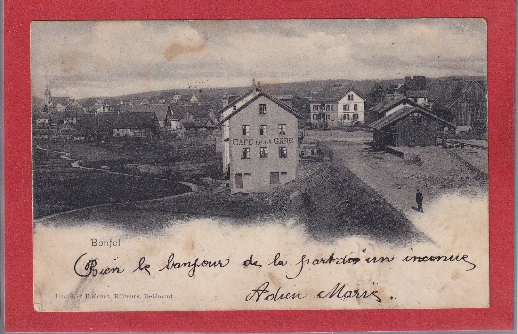 Cartoline postali: Bonfol - Café de la Gare - 1902 – Usato da Orvin venduto da Pyaeschli