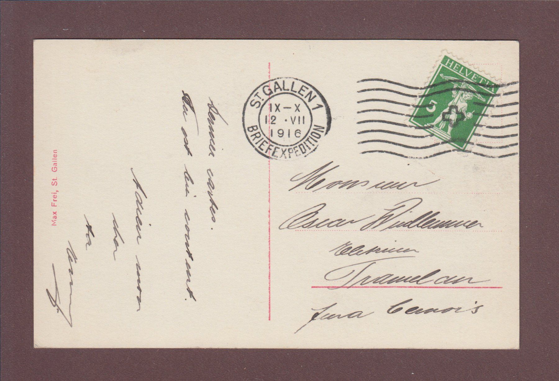 Cartoline postali: Felsenfenster am HUNDSTEINGRAT - Mann - 1916 – Usato da Pully venduto da nicecards 1