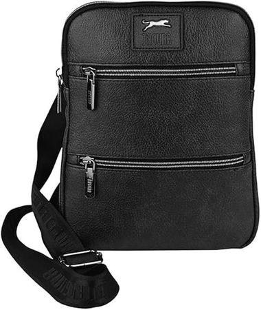 JAGUAR Herren Umhängetasche Slim – 3 Fächer, Schwarz