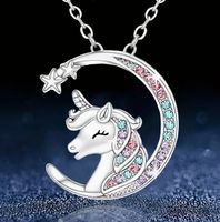 SÜSSES MOND EINHORN HALSKETTELI SILBERFARBEN  NEU