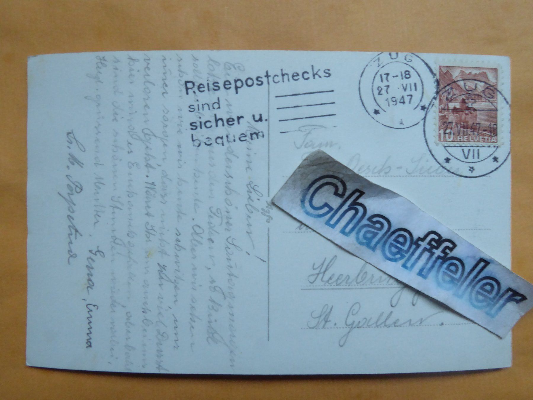 Cartes postales: 1947 Unter-Aegeri – D'occasion à Zürich par Chaeffeler 1