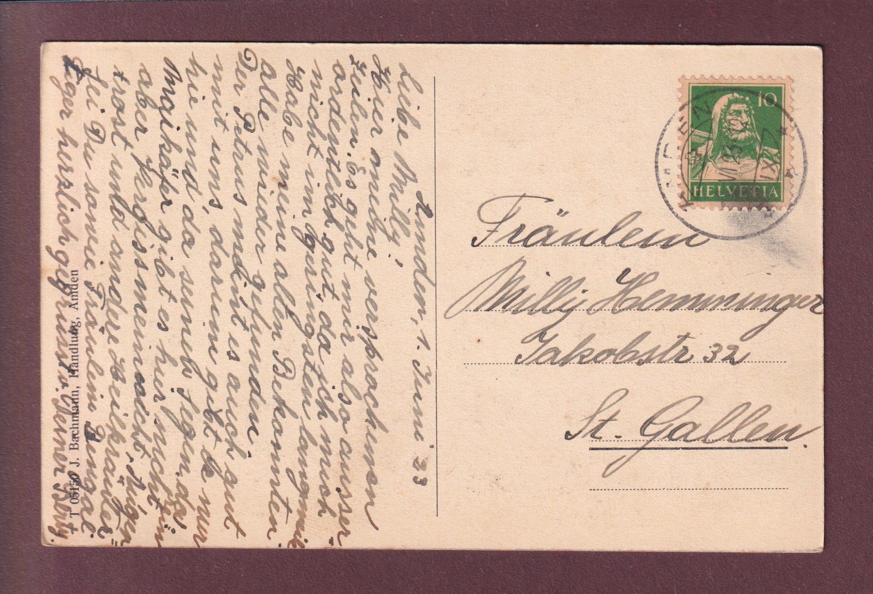 Cartoline postali: AMDEN - Mattstock - 1923 – Usato da Pully venduto da nicecards 1