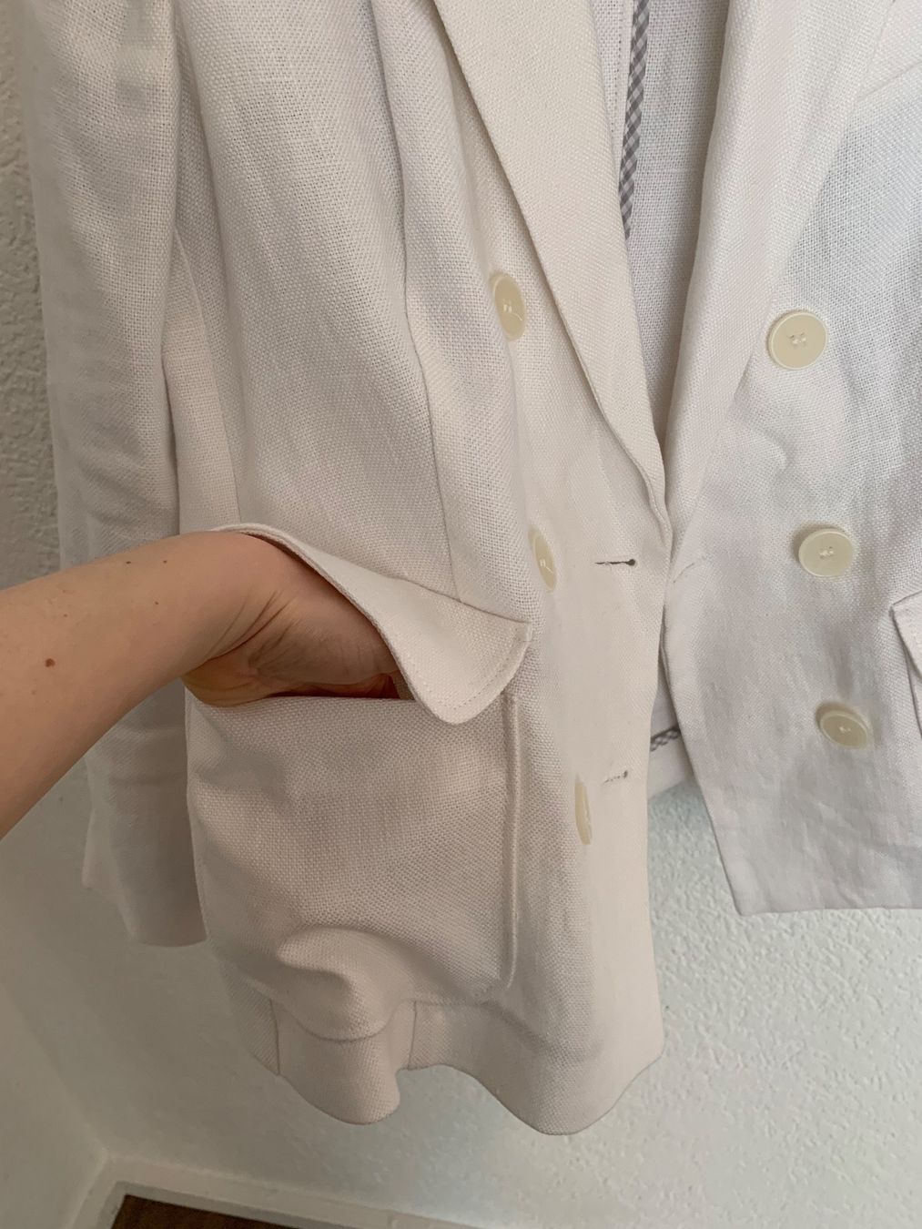 Benetton Giacche: 100% Leinen Benetton Blazer weiss Gr. S / M – Usato da Fislisbach venduto da KolibriSecondhand 5