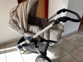 Teutonia Kinderwagen beige kariert gebrauchter Zustand