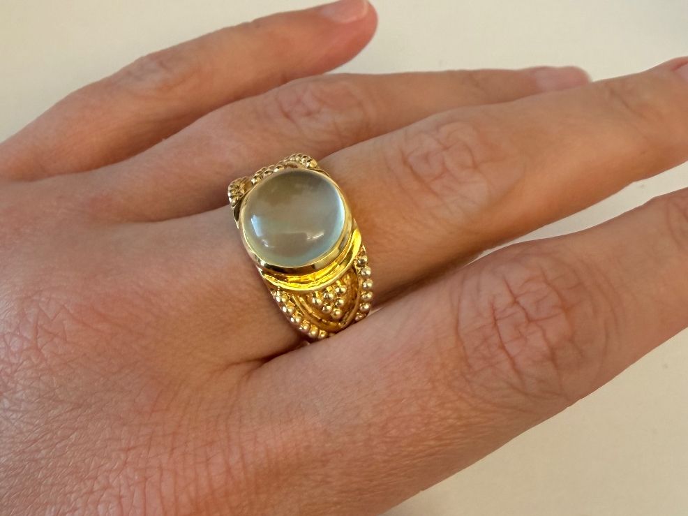 Anelli: Ring Silber 925 vergoldet mit einem Prehnit Stein 58 – Nuovo e nell'imballaggio originale da Zug venduto da gold.schmuck 3