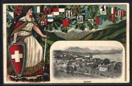 Bern, Helvetia mit schweizer Wappen und 
