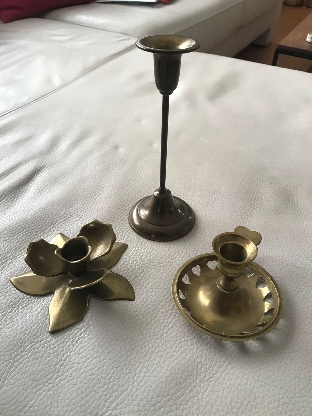 Bougeoirs: 3er Set Vintage Kerzenständer aus Messing – D'occasion à Hittnau par Noppi 1