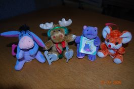 4 Plüschfiguren Eeyore Elch Nilpferd Maus Set gebraucht