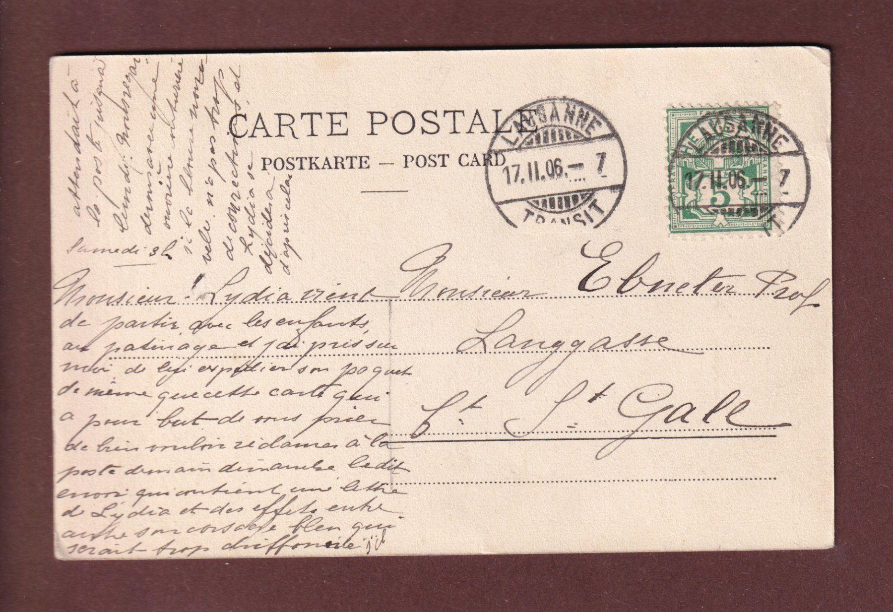 Cartoline postali: LAUSANNE - Cathédrale - 1906 CPN – Usato da Pully venduto da nicecards 1
