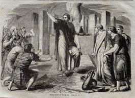 Holzstich 1862 - Moses liest das Gesetz vor