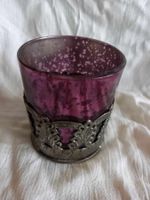 Windlicht Violett Glas Metall Deko