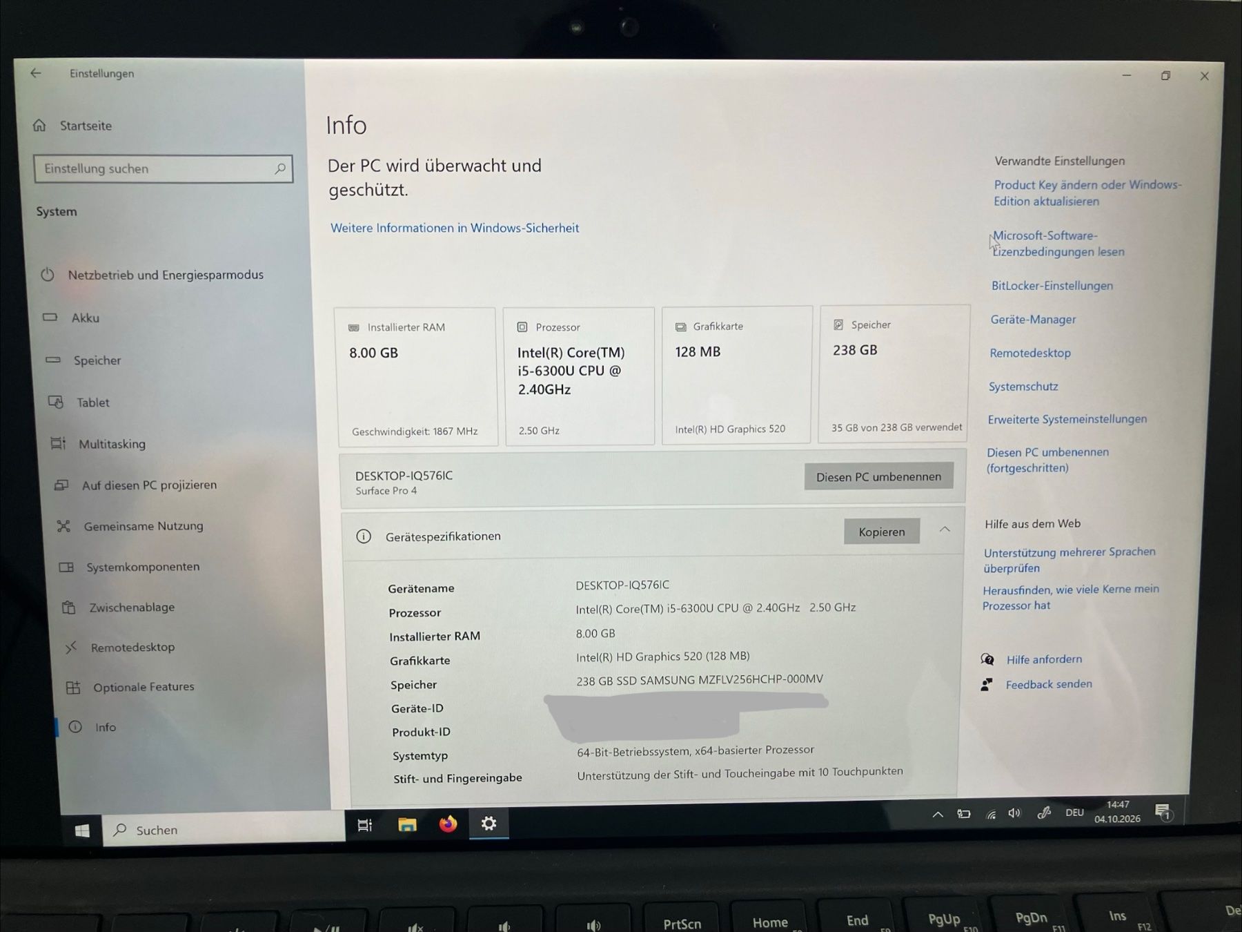 Microsoft Notebooks: Microsoft Surface Pro 4 mit i5 CPU inkl. Ladegerät und Stift – Defekt aus Kloten von dkra 7