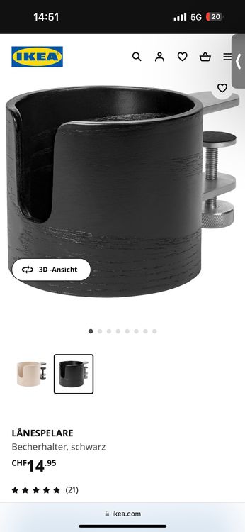 Ikea LANESPELARE Becherhalter schwarz