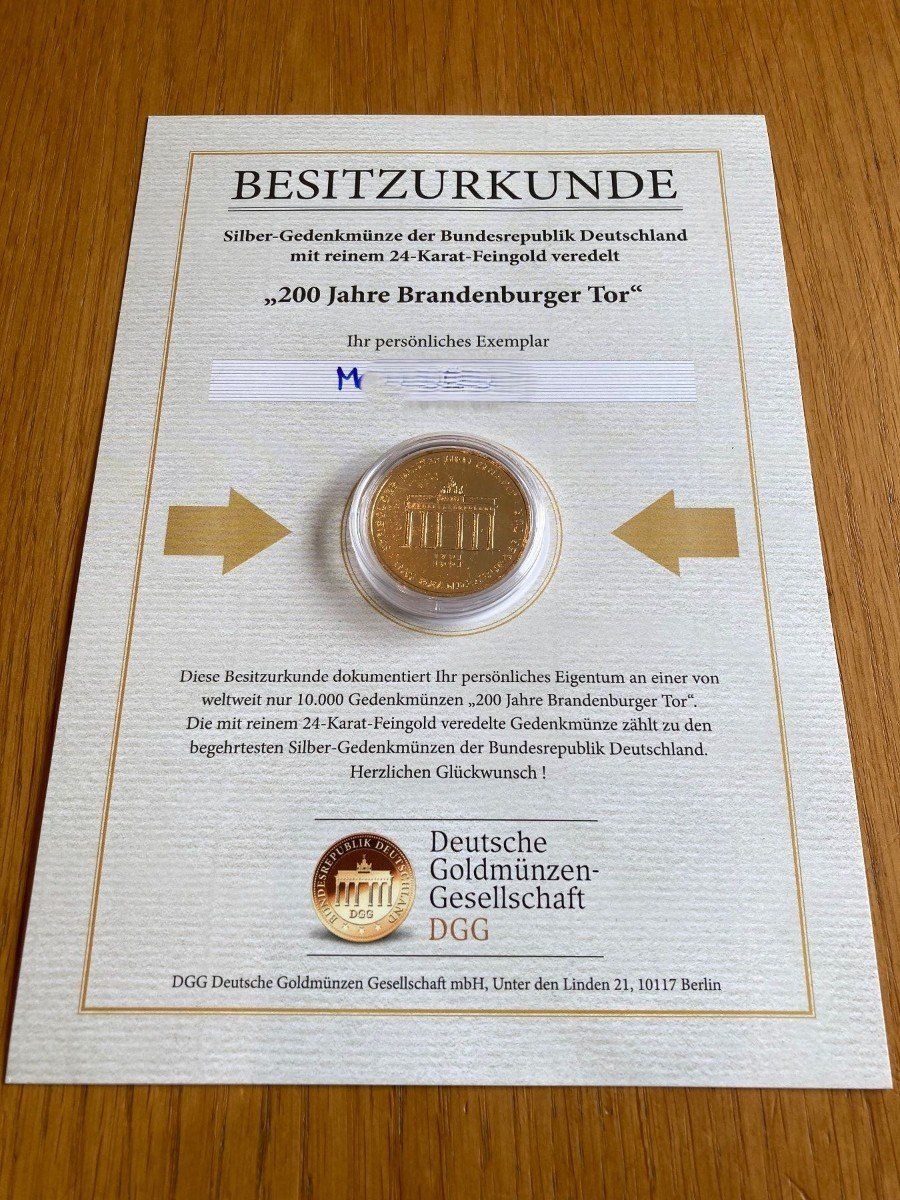 Tutti le monete: Gedenkprägung: Fall der Berliner Mauer - Deutsche Einheit – Usato da Edlibach venduto da RUW19 3