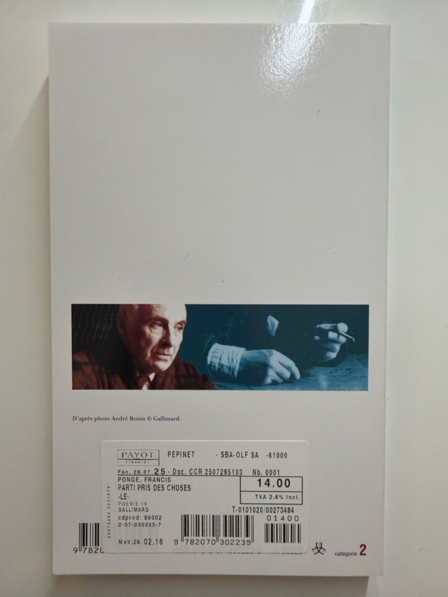 Bücher: Francis Ponge - Le parti pris des choses – Neu und originalverpackt aus Clarens von __stj.a 1
