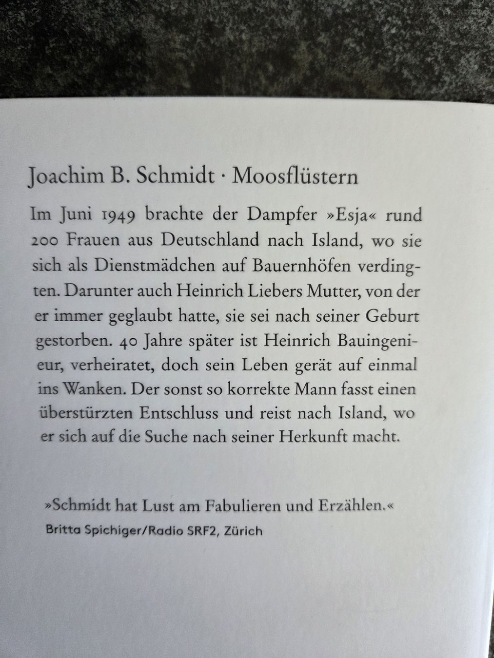 Libri: Moosflüstern von Joachim B. Schmidt – Nuovo (secondo la descrizione) da Klosters venduto da Riva123 1