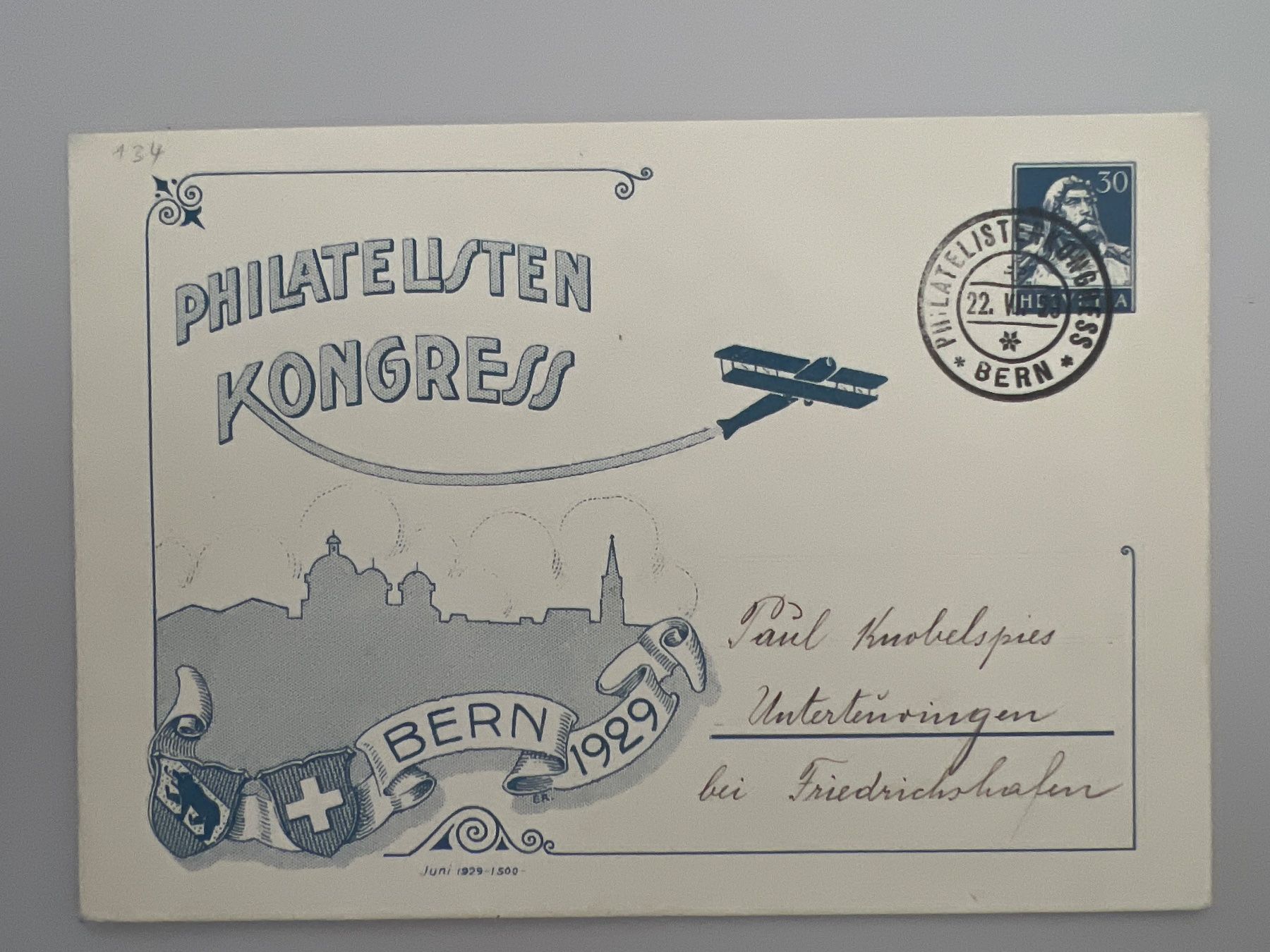 Tutti i francobolli: 1929 Philatelisten Kongress Bern – Usato da Buchrain venduto da wmm