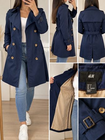 Trenchcoat H&M dunkelblau Grösse 34 guter Zustand