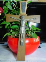 Sehr grosse Vintage Kreuz aus Holz 1960er
