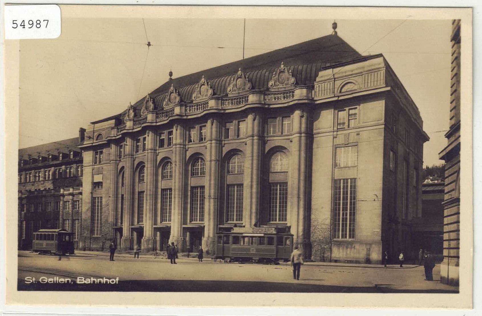 Cartoline postali: St. Gallen - Bahnhof mit Tram - animee – Usato da Ettingen venduto da Kartenplanet