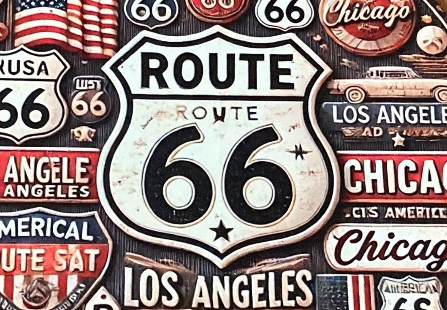 Ecriteaux: Schönes Route 66 Blechschild / 20 CM Durchmesser / neu!!! – Neuf avec emballage d'origine à Bremgarten AG par Eurotiz 2