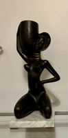 Statue femme africaine vintage marbre et céramique noire