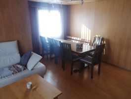 Esszimmertisch mit 6 Stühlen, dunkelbraun, massiv, ausziehba