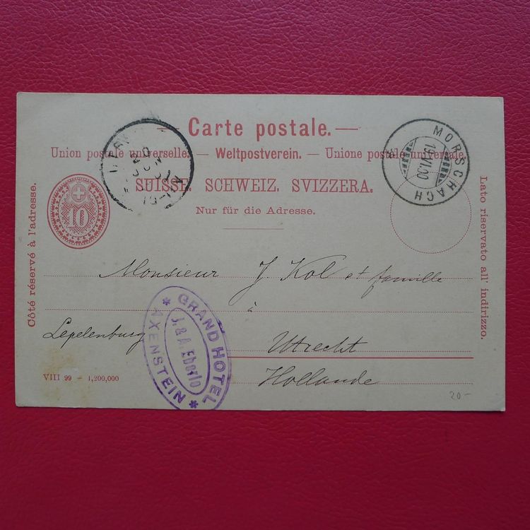 Postkarte, MORSCHACH nach Holland, HOTEL Kaufen auf Ricardo