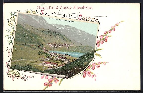 Cartoline postali: Lithographie St. Moritz, Panorama – Usato da Berlin venduto da bartko-reher