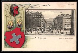 AK Geneve, Rue du Mont Blanc, Wappen