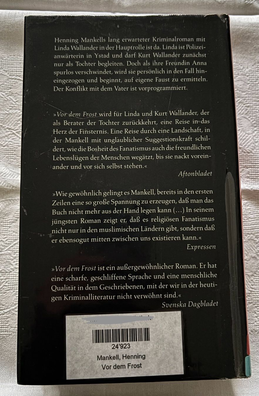 Libri: Vor dem Frost - Henning Mankell – Usato da Interlaken venduto da Poeschtli 1