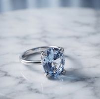 Eleganter Silber 925 Aquamarin Ring - Neu