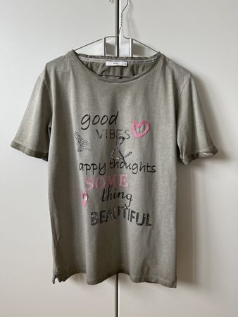 Brax T-Shirt Good Vibes Gr. 38 Khaki Baumwolle Sommer Print