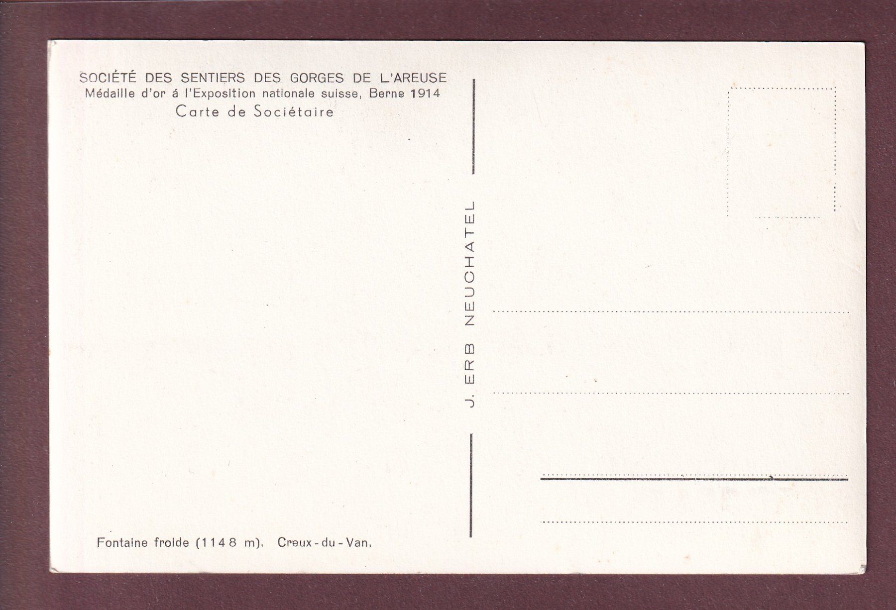 Cartoline postali: CREUX-DU-VAN - Fontaine froide – Usato da Pully venduto da nicecards 1
