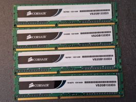 4x 2GB Corsair DDR3 1333 MHz 10600U RAM Kit