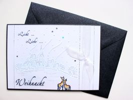 Weihnachtskarte Winterdörfli dunkelblau
