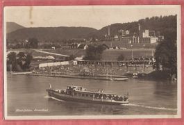Rheinfelden - Strandbad Schwimmbad  mit Rheinschiff - 1935