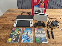 Nintendo Switch OLED Weiss inkl. 3 Spiele und 256GB SD-Karte