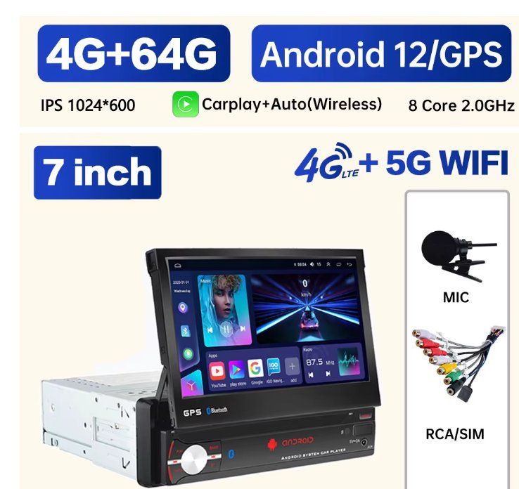 Radio: Radio 8core,1din , Dab+ , Bluetooth , navigator, 2Ghz 4+64gb – Nuovo e nell'imballaggio originale da Gudo venduto da dispo3 1
