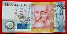 **Specimen/Testnote Leonardo DaVinci Banknote in UNZ**