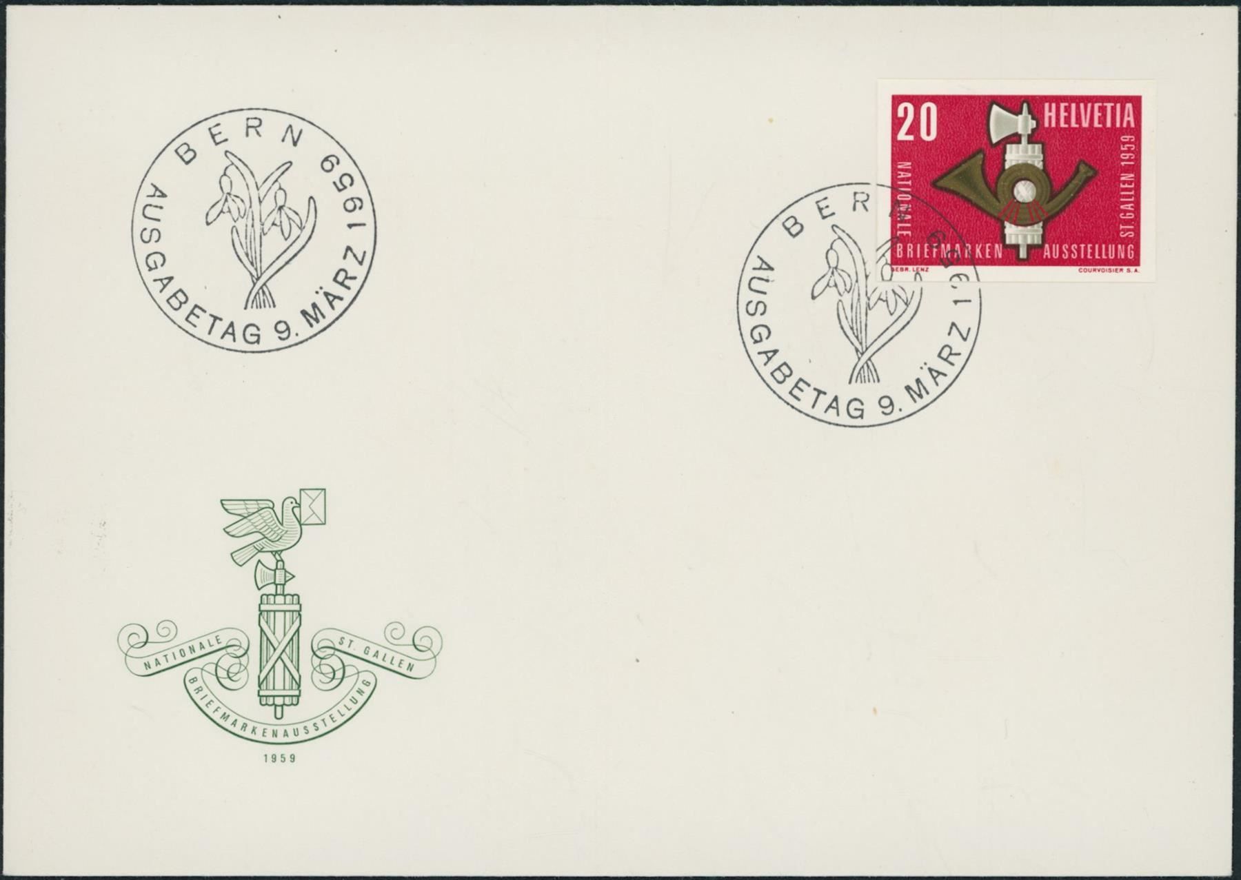 Tutti i francobolli: 1959 - Nabag - Blockausschnitt - Ersttagsbriefe FDC U1 – Usato da Schindellegi venduto da leecollect