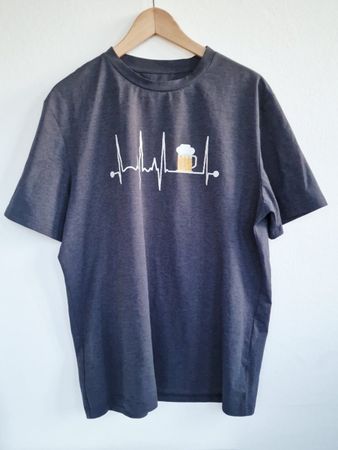 Herren T-Shirt Bier-Fans Gr. M Blau-Grau 100% Polyester