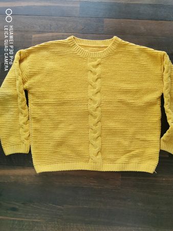 C&a Pullover gelb Chenille, Gr 134 - 140, NEU