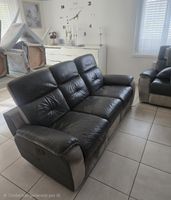 Sofa 3er und 2er Sitz Leder/Stoff Elektrisch verstellbar